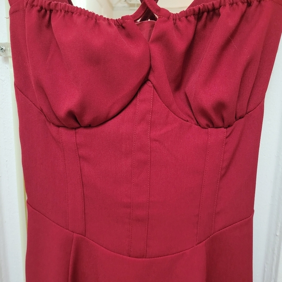 Milkmaid‎ Corset Midi Dress Wine Color Sz M Goth Grunge Dark Romantic - Picture 2 of 9